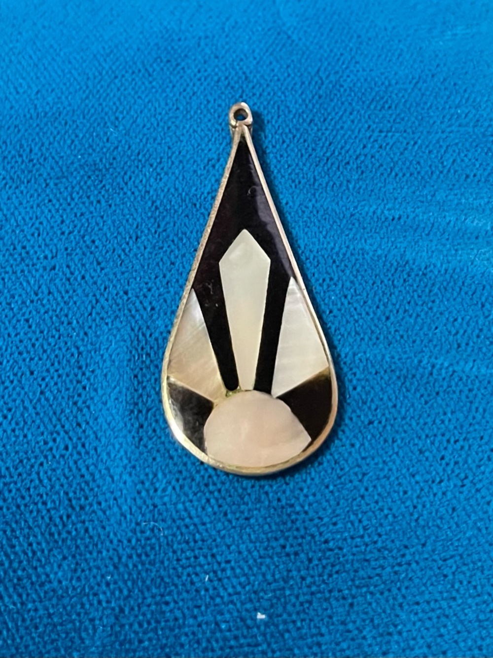 Vintage Alpaca Silver Pendant with Mother of Pearl Inlay